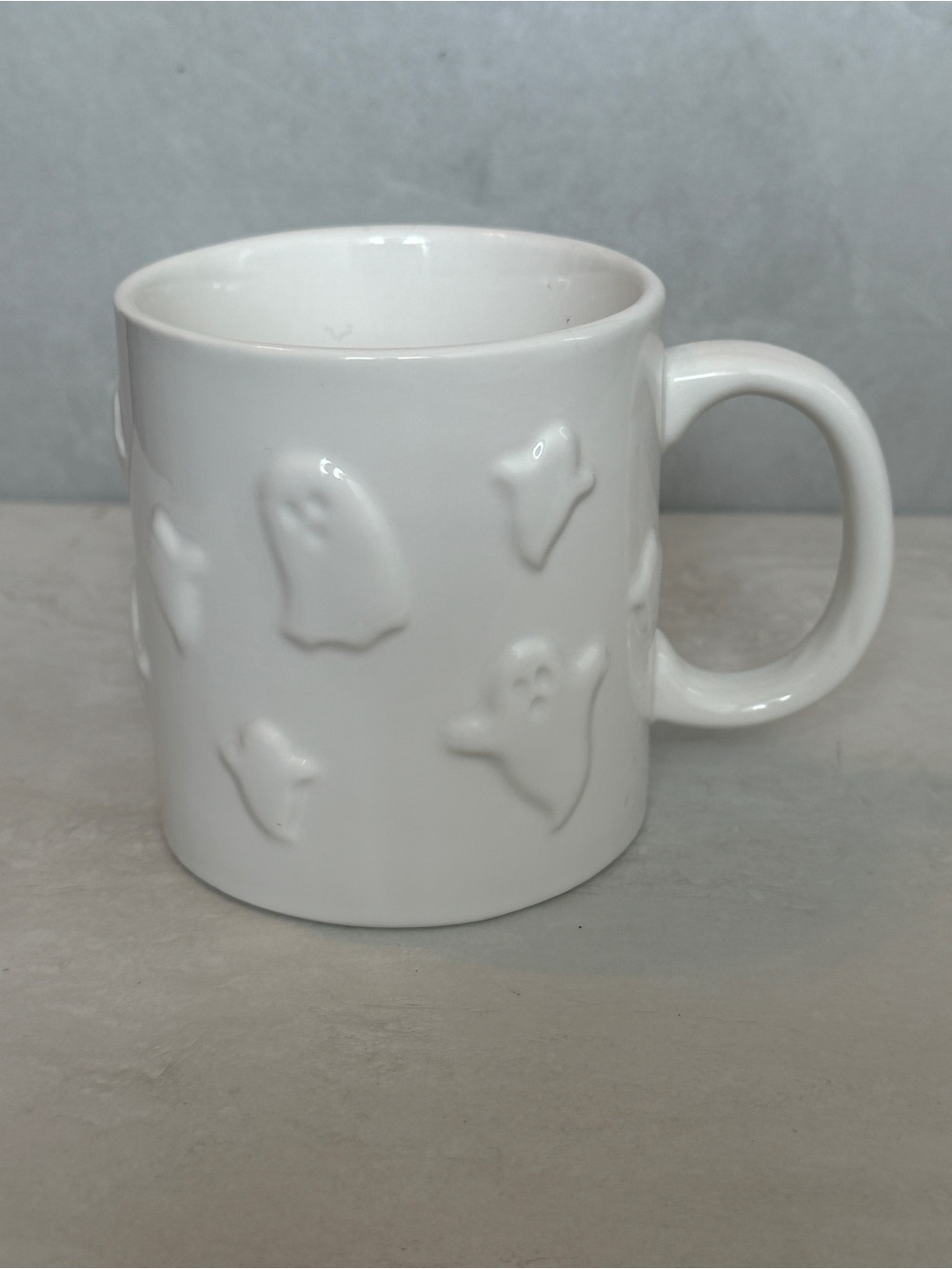 Happy Halloween Embossed Ghost Coffee / Tea Mug 16 oz White Walgreen Co. New